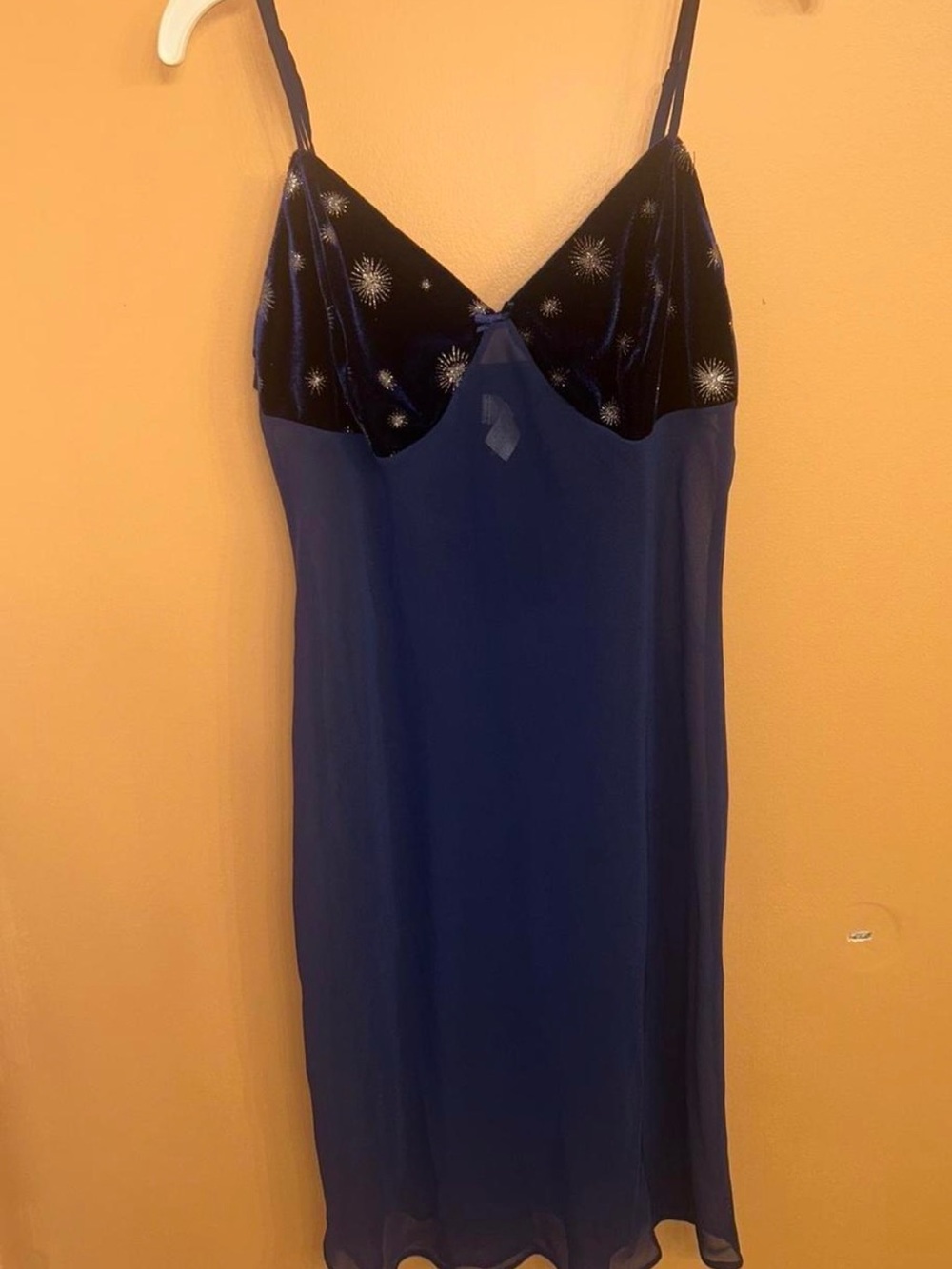 AVON Navy Blue Slip Dress with Sparkle Velvet Bodice